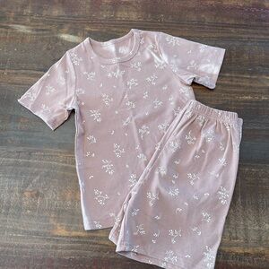 Floral Kids Pajamas in Soft Pink